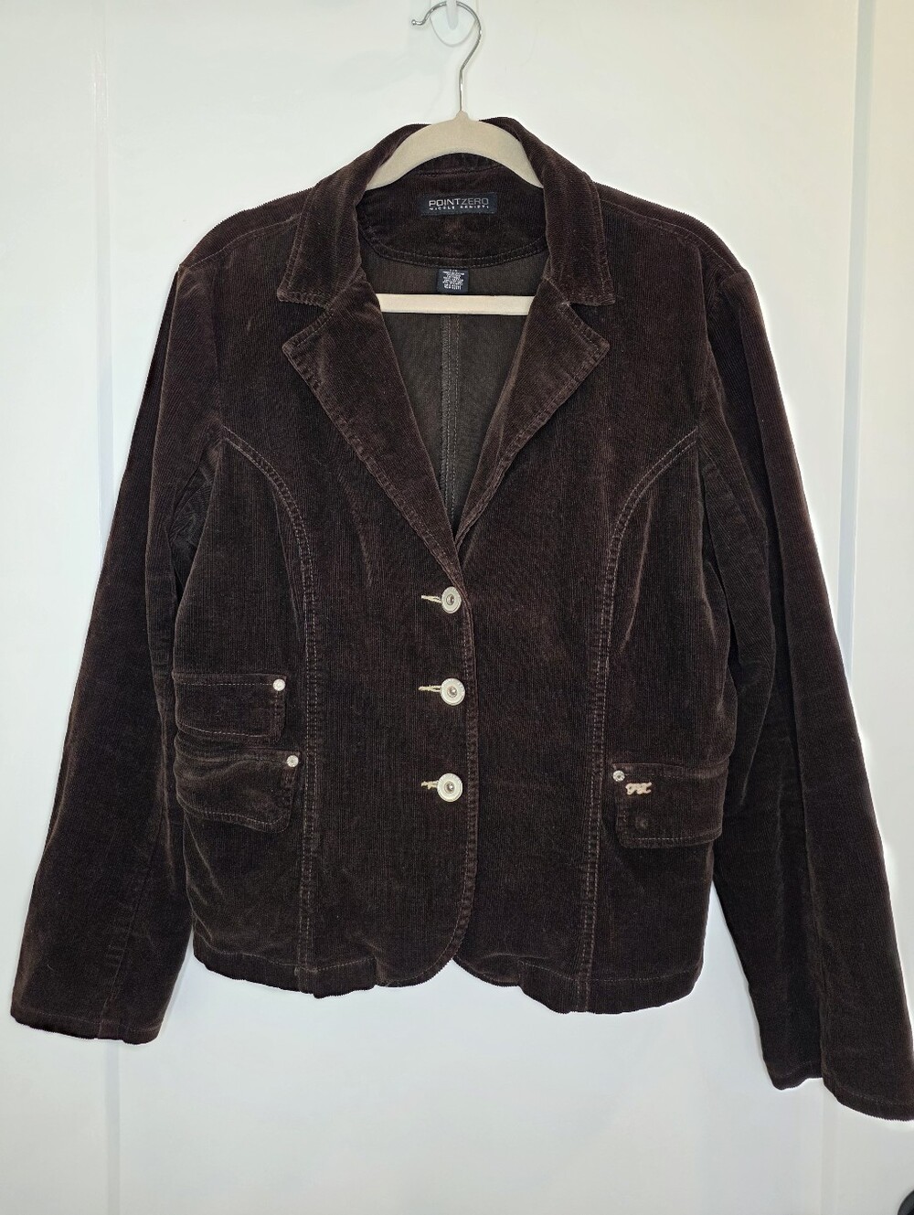 Vintage Point Zero Women's Dark Brown Corduroy Blazer SZ L